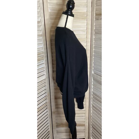 R13 Pleated Sleeve Drop Shoulder Japanese French Terry Black Sweatshirt S - Picture 5 of 12